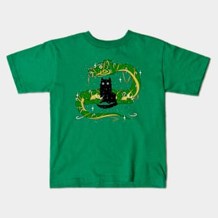 Funny cat and green dragon Kids T-Shirt